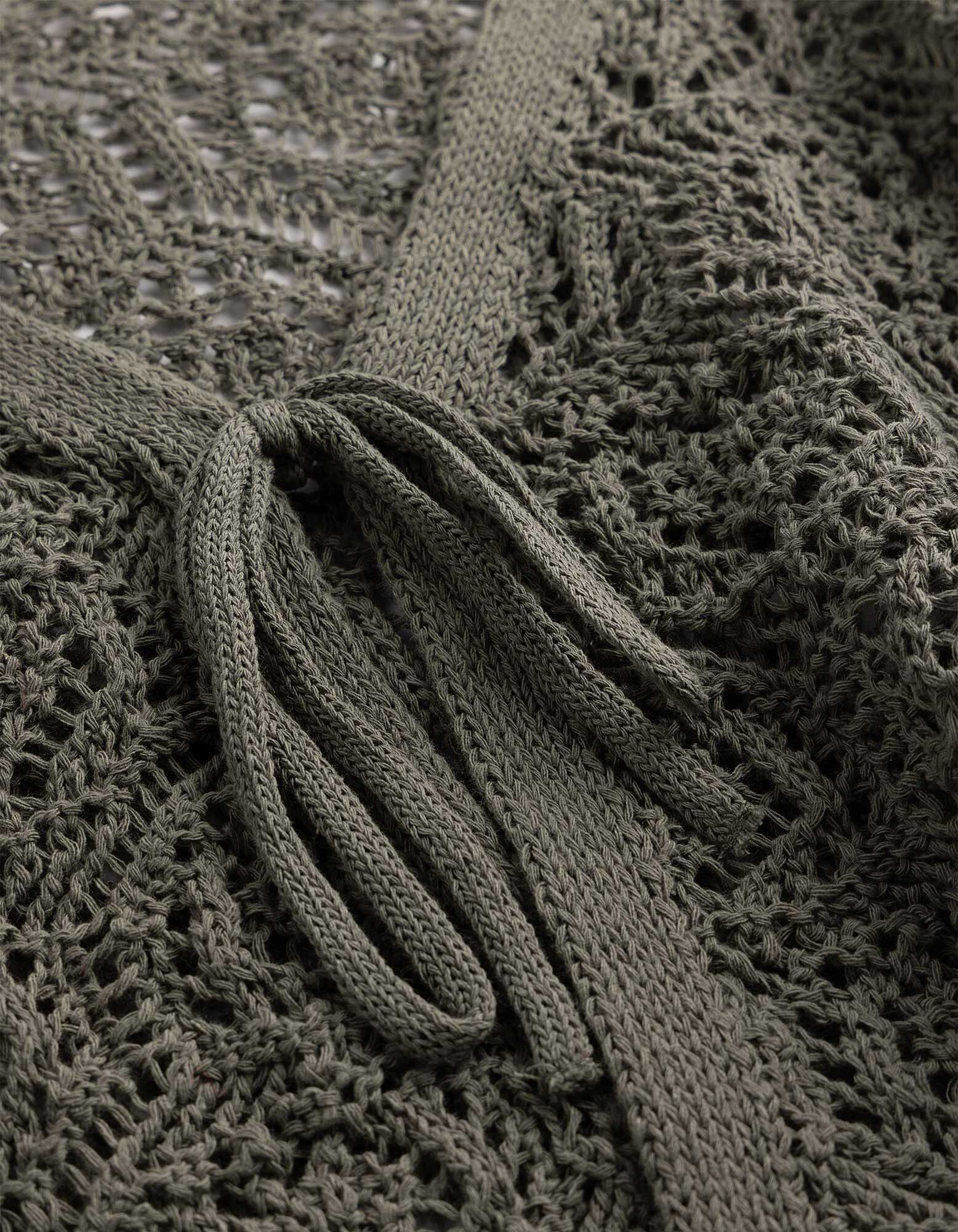 Strickjacke - Schn&uuml;rung - dunkelgr&uuml;n