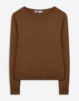 Strickpullover - Rundhals-Ausschnitt - hellbraun