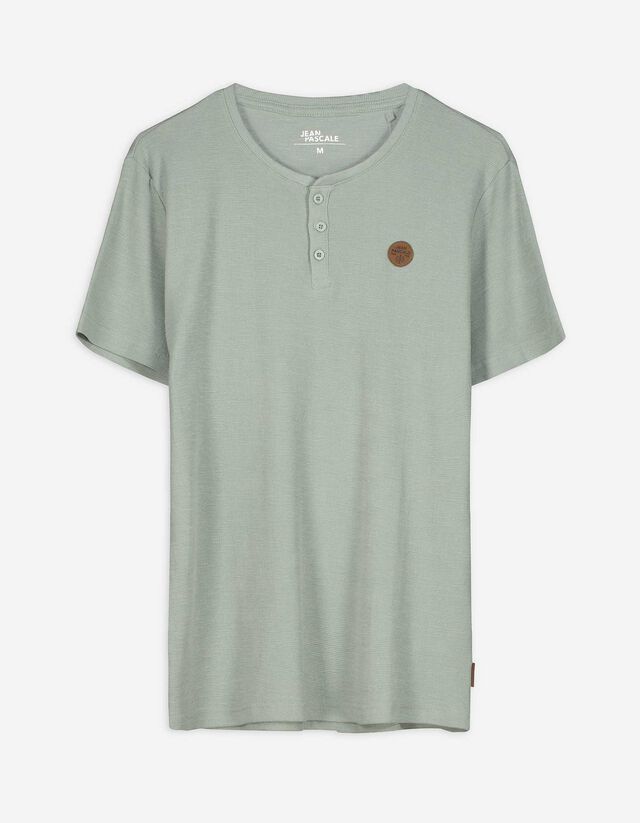 T-Shirt - Knopfleiste - hellgrün