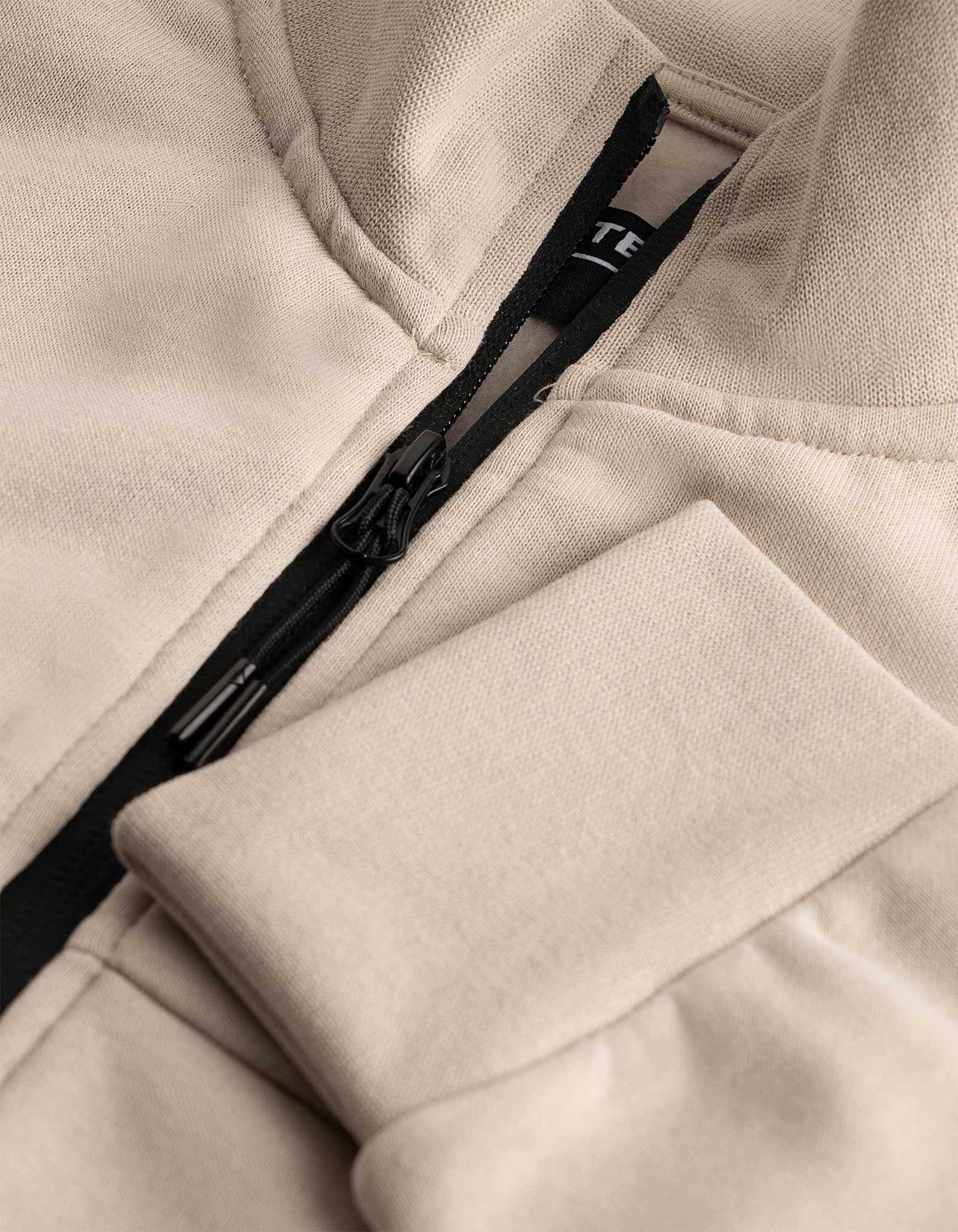 Strickjacke - Stehkragen - Beige