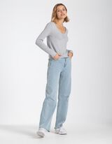 Maglia a manica lunga - Orlo a conchiglia - grigio