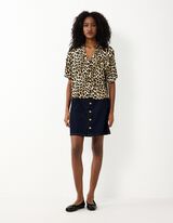 Blusenshirt - Leopardenmuster - Beige