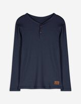 Lang shirt - Knoopsluiting - donkerblauw