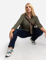 Majica dugih rukava - Serafino izrez - tamno-zelena