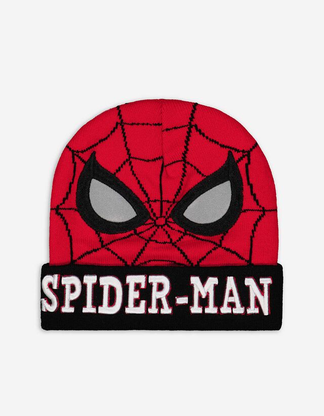 Pletená čiapka - Spiderman - cervena