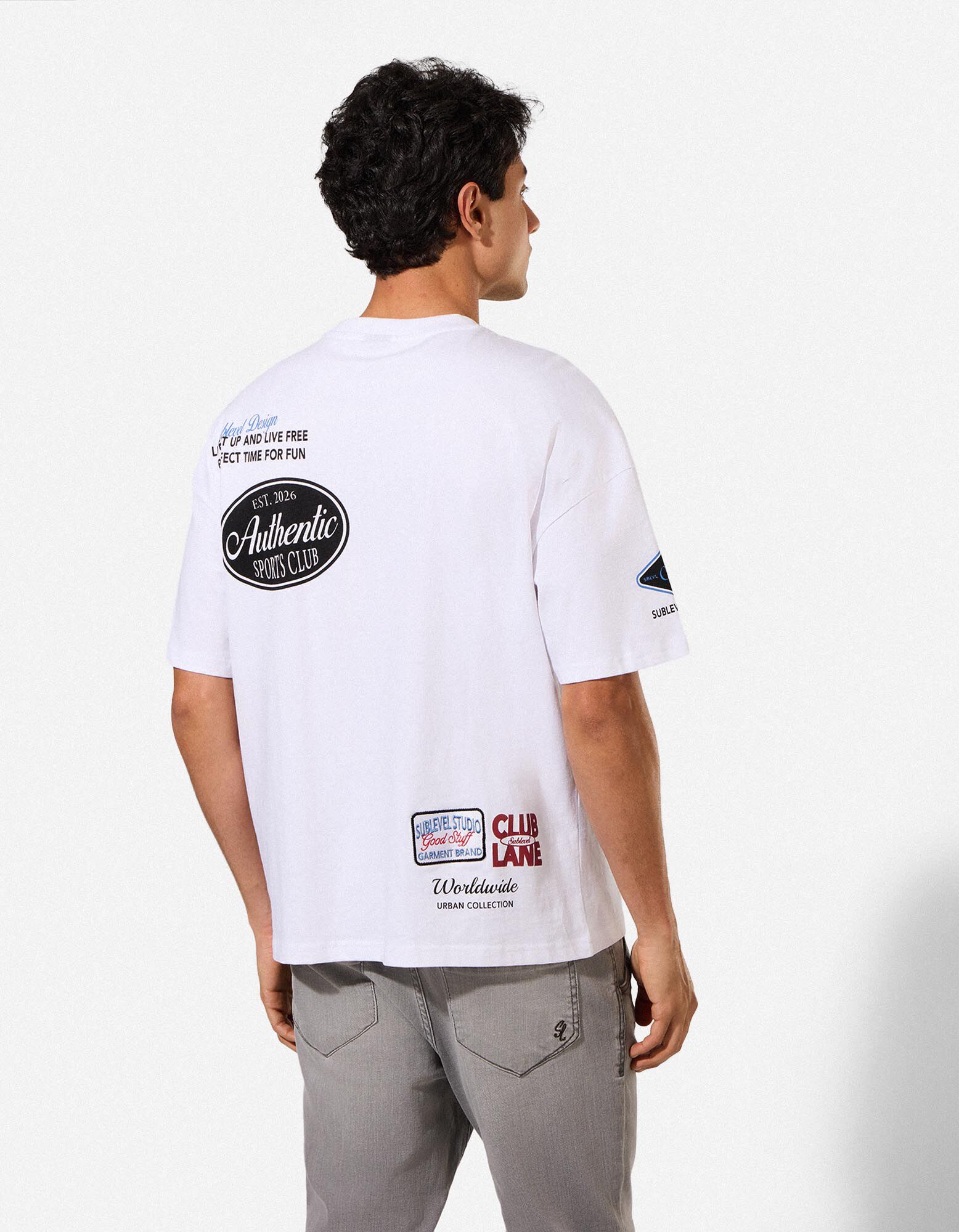 T-Shirt - Allover-Print - wei&szlig;