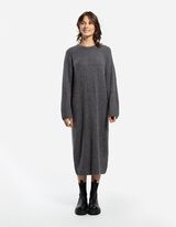 Pletena obleka - Dolžina do teleta - temno siva