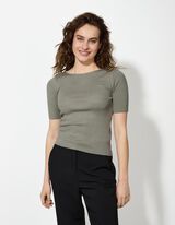 Camicia in maglia - Scollo a barchetta - verde chiaro