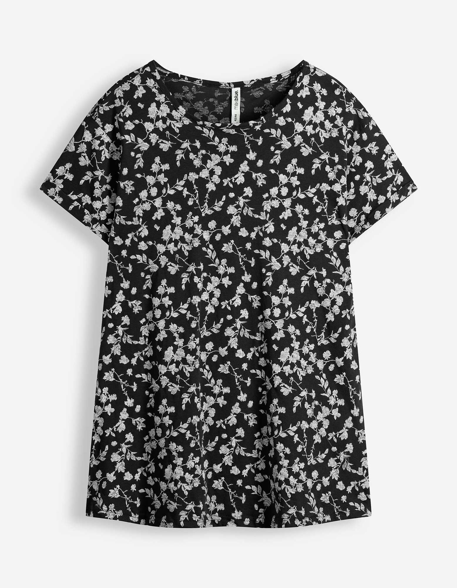 T-shirt - Motief all-over - Zwart