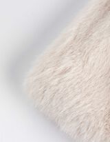 szal pętla - sztuczne futerko - bialy