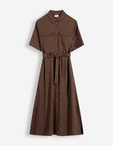 Kleid - Leinen-Optik - dunkelbraun