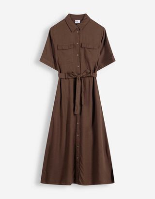 Kleid - Leinen-Optik - dunkelbraun