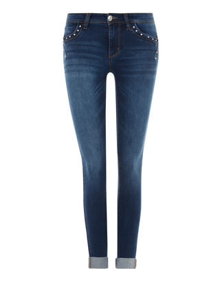 Damen Skinny Fit Jeans mit Ziersteinen