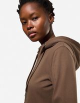 Veste molletonn&eacute;e - Capuche &agrave; cordon - Brun