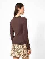 Maglia a manica lunga - Contenuto di modal - Marrone scuro