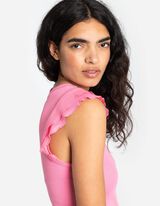 koszulka - rękawy z falbankami - rozowy