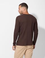 Bluză de corp cu mânecă lungă - Regular Fit - Maro inchis