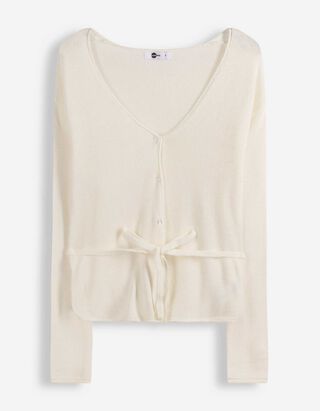 Cardigan - Viskose-Mix - wei&szlig;
