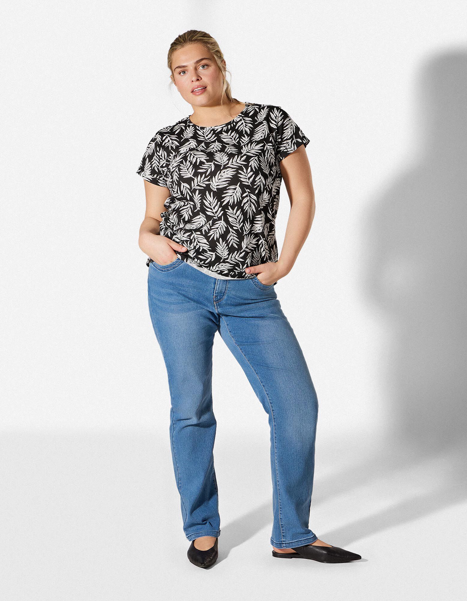 T-Shirt - Allover-Muster - schwarz