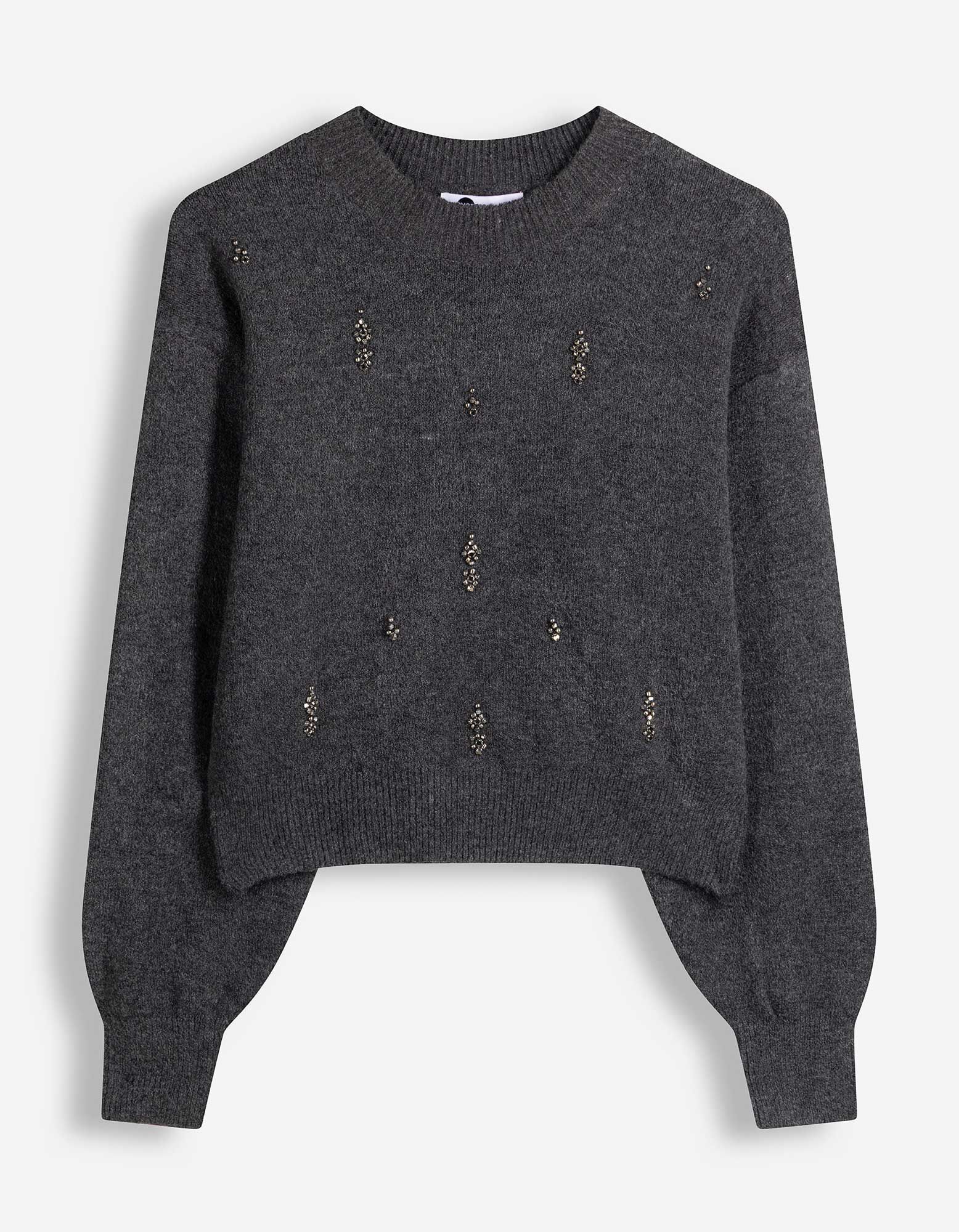 Pullover - Applikation - Dunkelgrau
