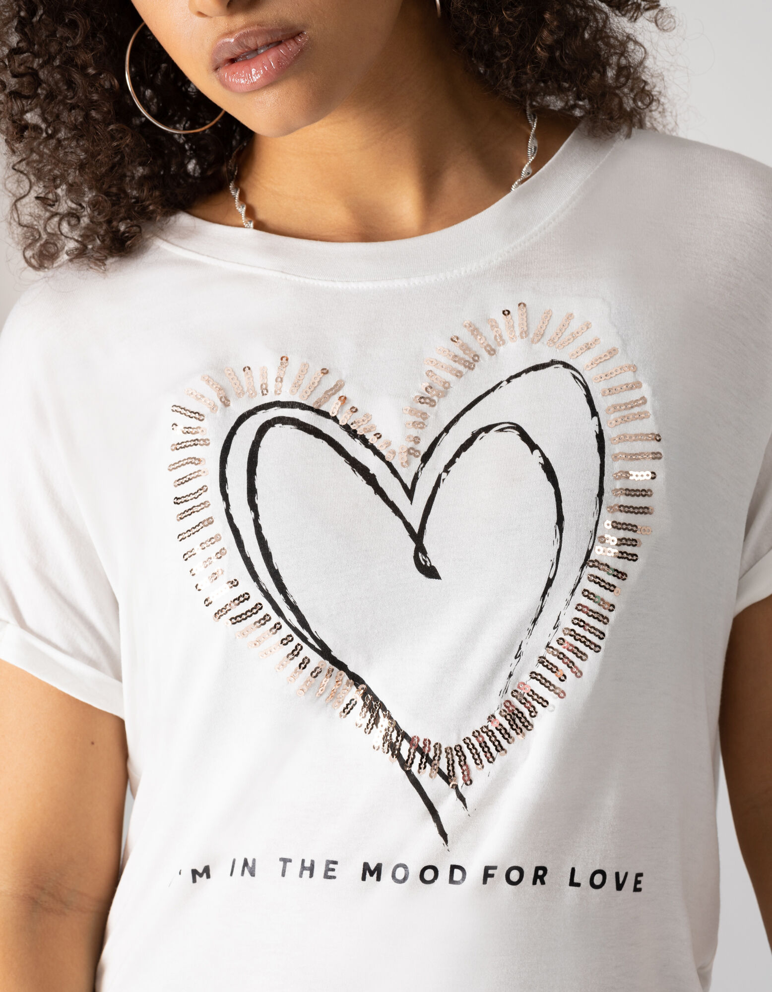 T-shirt - Viscose m&eacute;lang&eacute;e - blanc