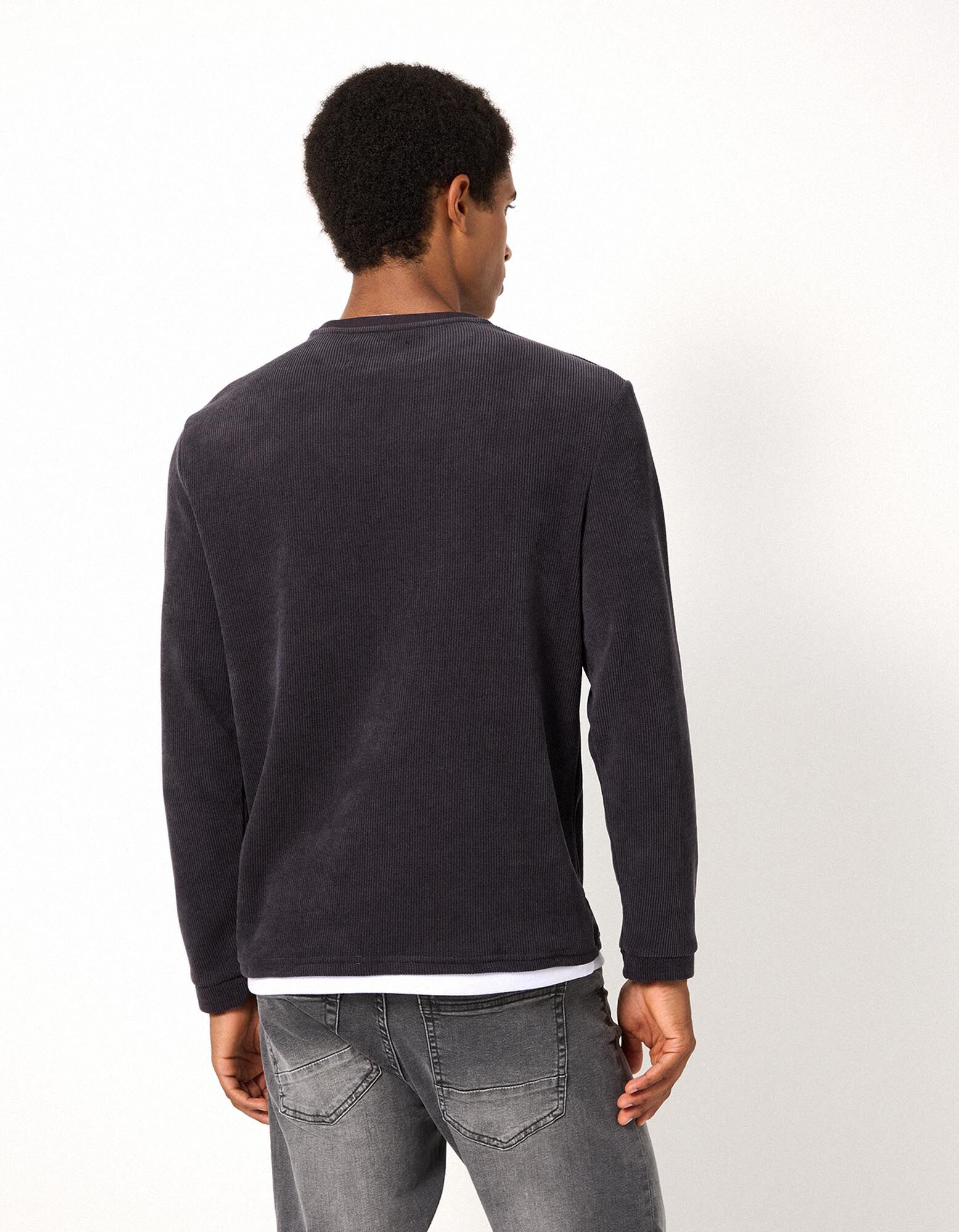 Langarmshirt - Double-Layer-Look - Dunkelgrau