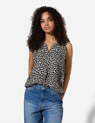 blousetop - Print all-over - Zwart