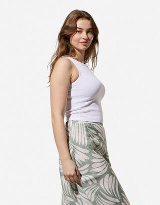 Cropped Top - Gerippt - wei&szlig;