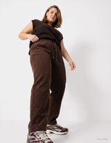Pantalon en velours c&ocirc;tel&eacute; - Ceinture &eacute;lastique - Brun