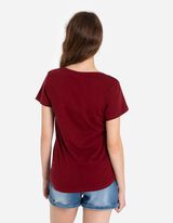 T-shirt - błyszczący nadruk - ciemny czerwony