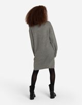 Dzianinowa sukienka - golf - ciemny zielony