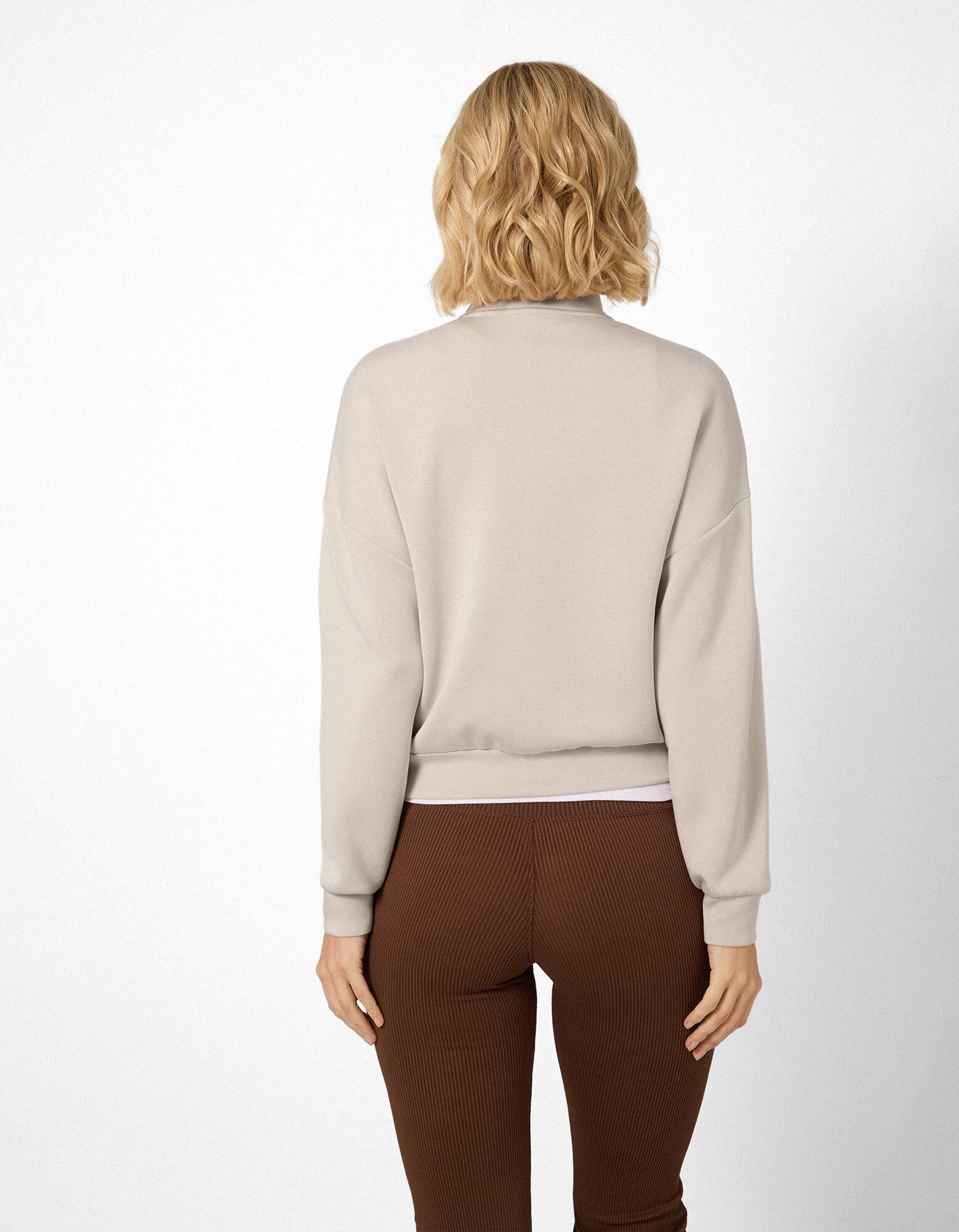 Sweatjacke - Soft-Touch - Beige