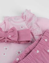 Set od majice dugih rukava i helanki - Šareni print - roze