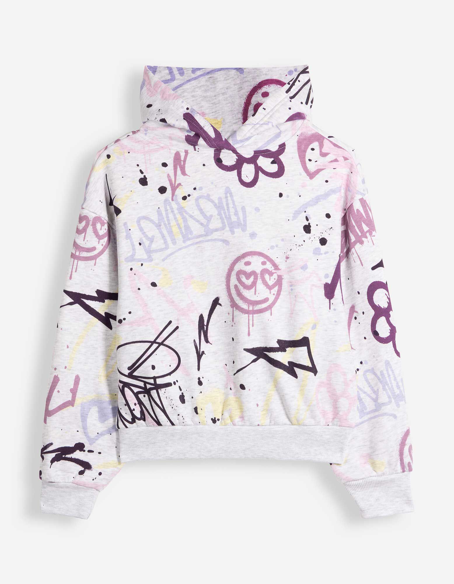 Hoodie - Allover-Print - Hellgrau