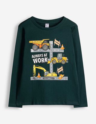 Langarmshirt - Frontprint - Khaki