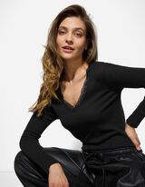 Longsleeve - Met kant - zwart