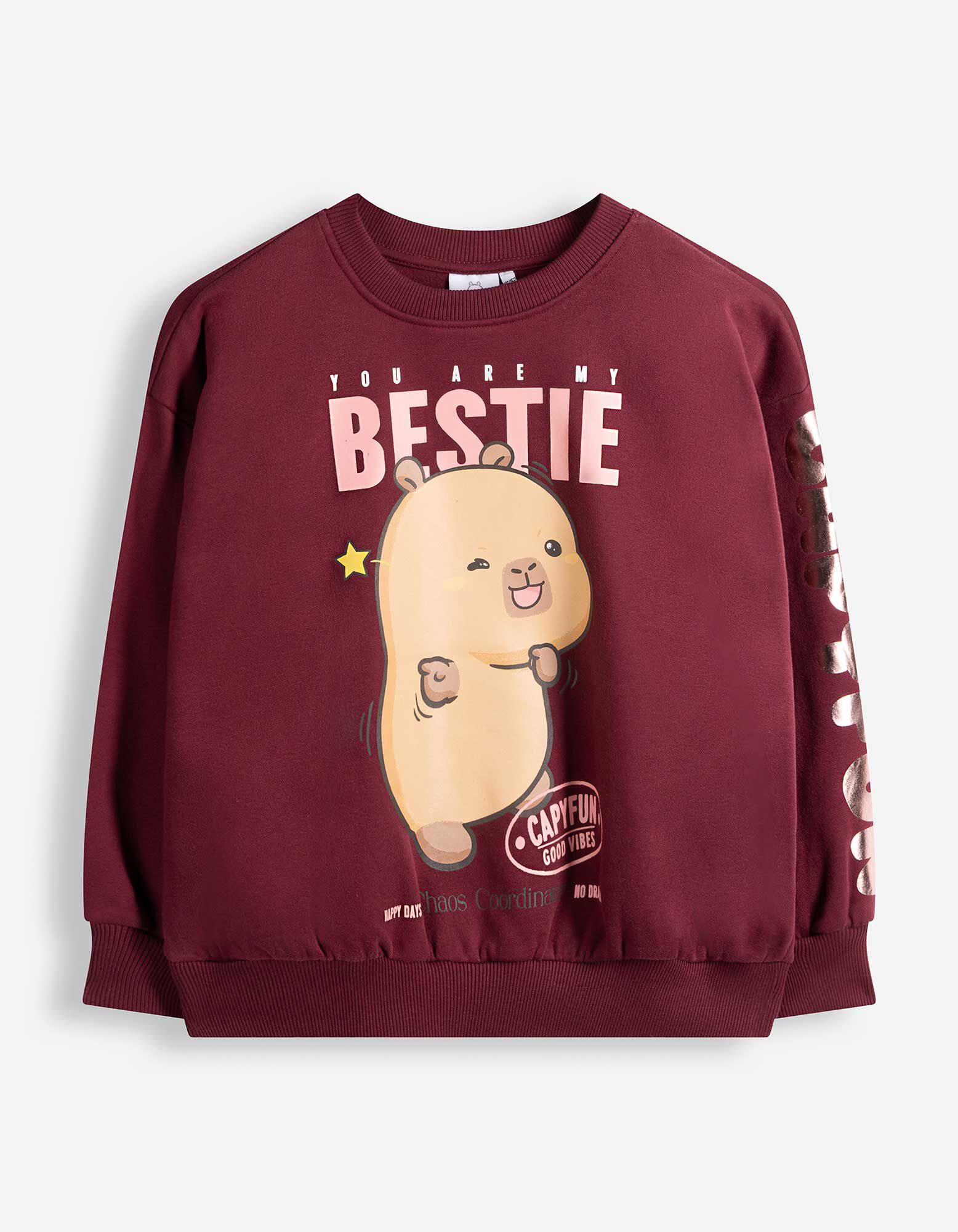 Sweatshirt - Capyfun - Donkerrood