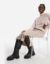 Pletená sukňa - Rebrový úplet - bezova