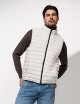 Prešívaná vesta - Šikmé vrecká - bezova