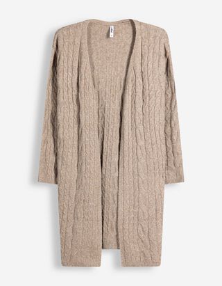 Longcardigan - Zopfstrick - Beige