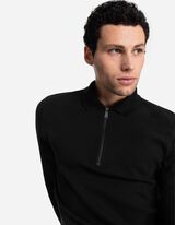 Tričko s dlhým rukávom - Zips - cierna