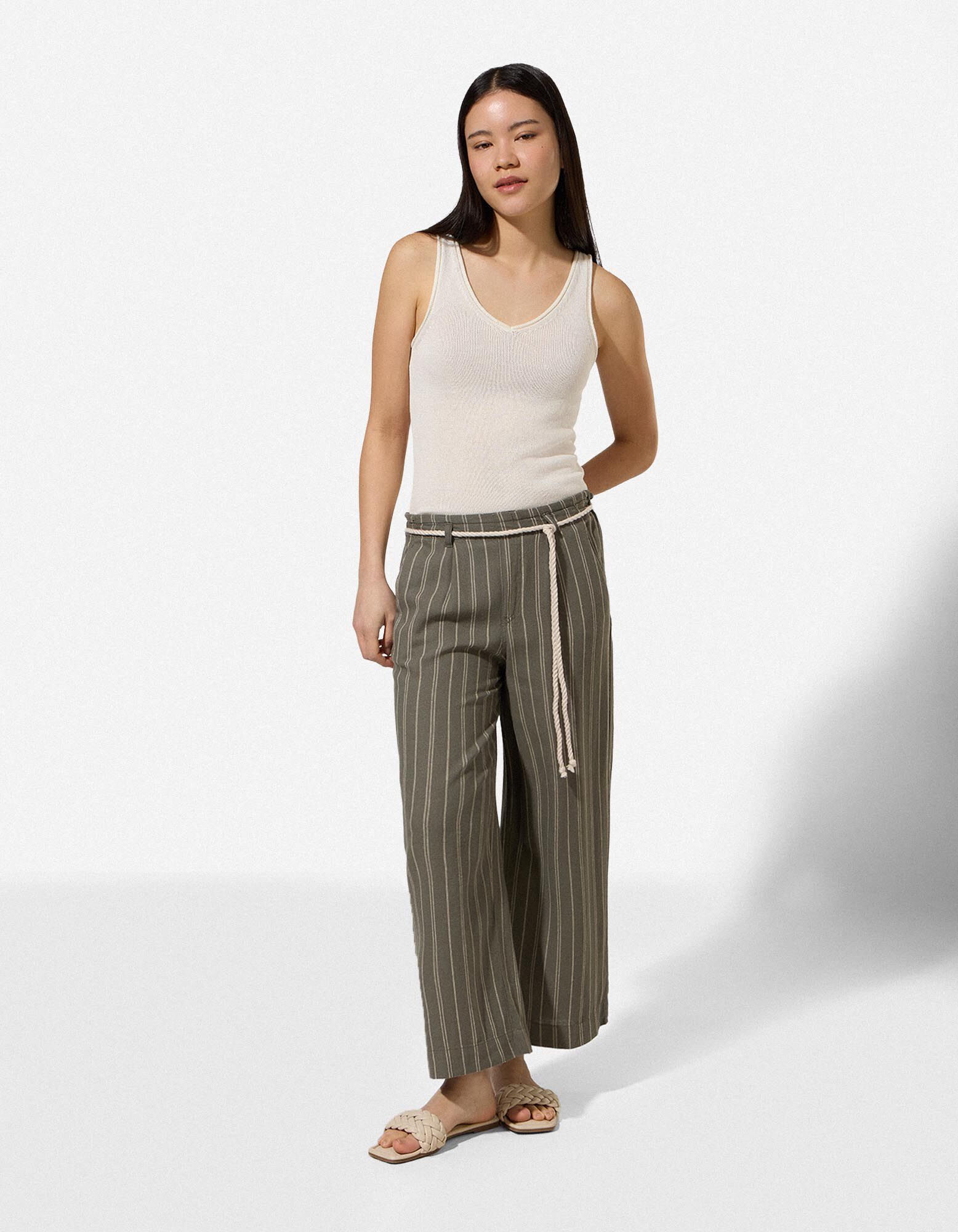 Culotte - Leinen-Optik - Gr&uuml;n