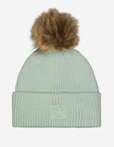 Căciulă cu ciucure - Tricot cu nervuri - Verde deschis