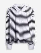 Poloshirt - Streifen - weiß