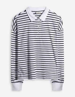 Poloshirt - Streifen - weiß