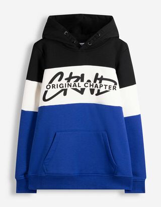 Hoodie - Color-Blocking - blau