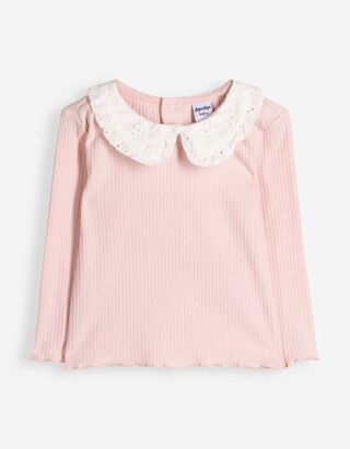 Langarmshirt - Bubikragen - Rosa
