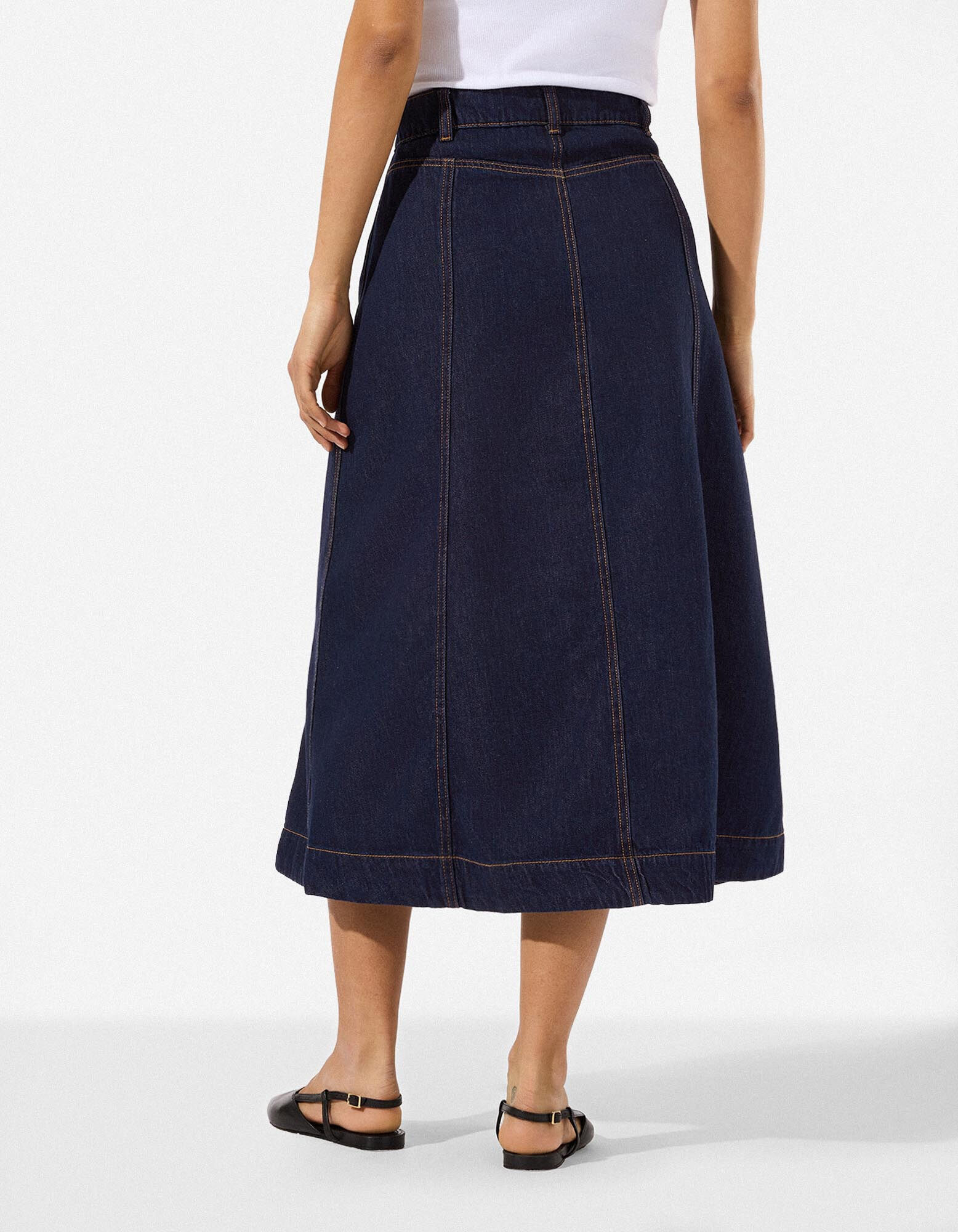 Kruhov&aacute; sukňa - tmavomodr&yacute; denim - Tmavomodr&aacute;