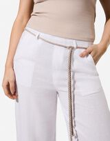 Jupe-culotte - Aspect lin - Blanc cass&eacute;