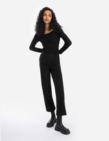 spodnie paperbag - Straight Fit - czarny